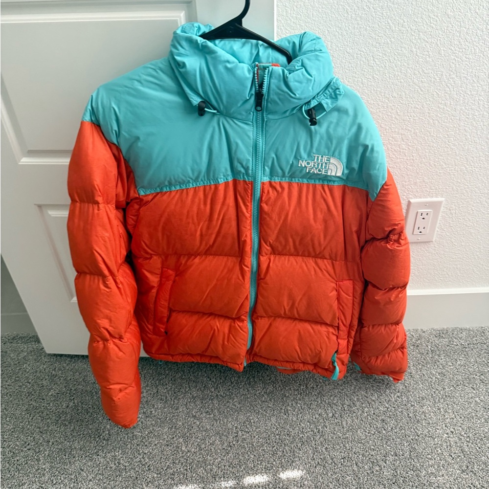 The North Face Orange and Blue Puffer Jacket Insulated Winter Coat